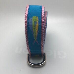 Mahi mahi D ring canvas belt Blue, pink green, yellow